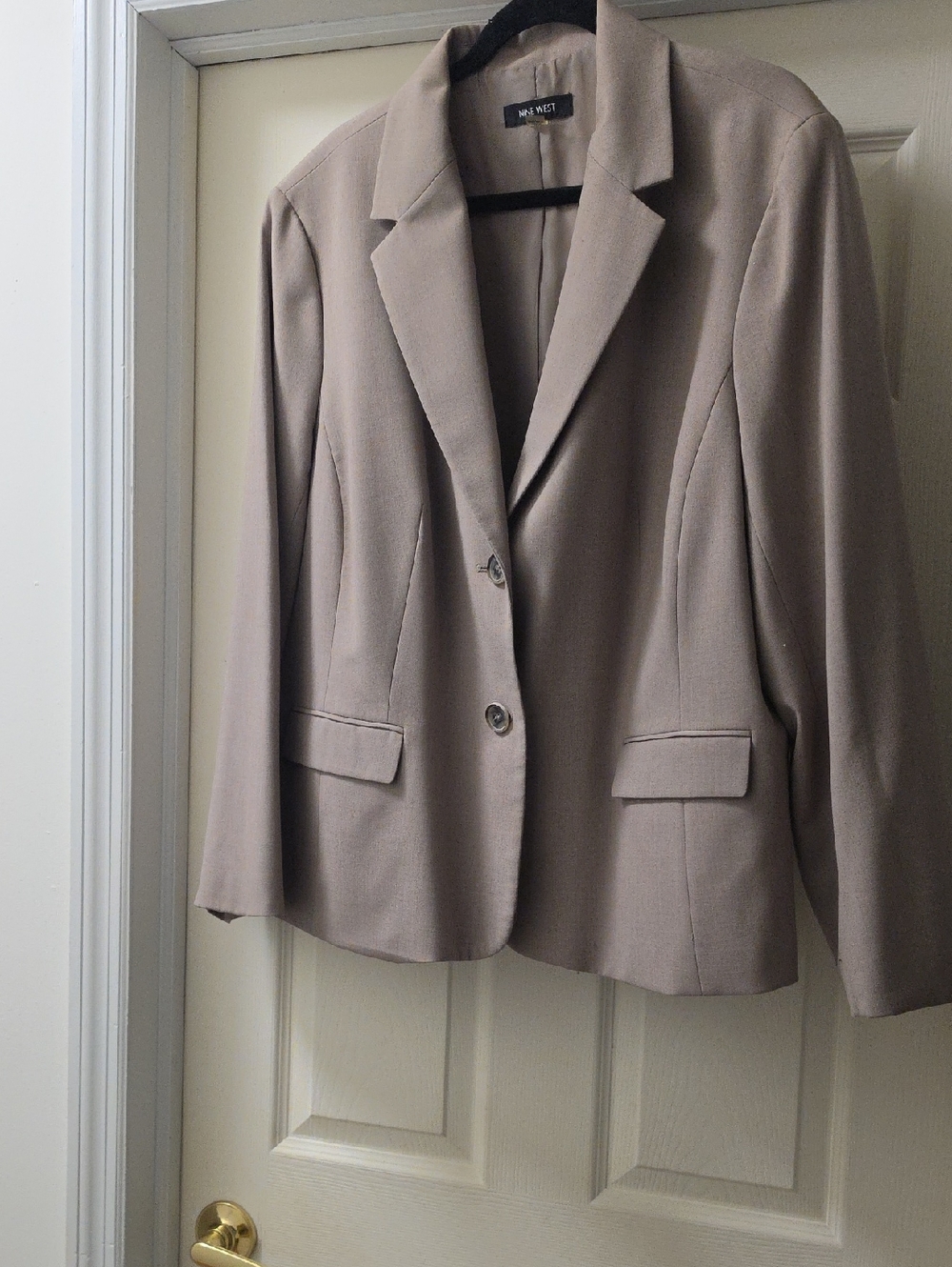 Nine West Taupe Button-Front Blazer Jacket